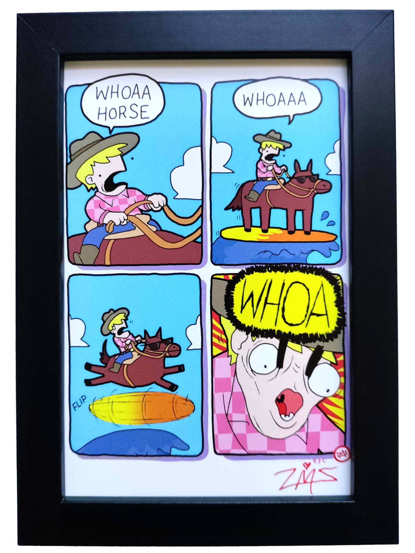 "Whoa Horse" 4x6 Signed Framed Print
