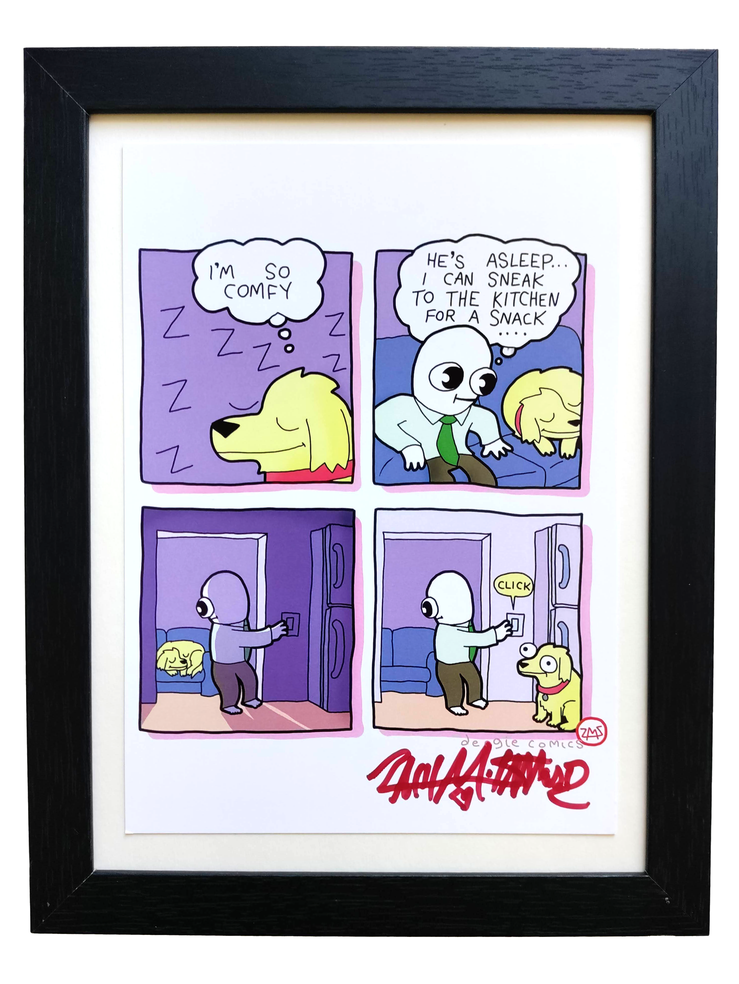 "I'm So Comfy" 5x7 Signed Framed Print