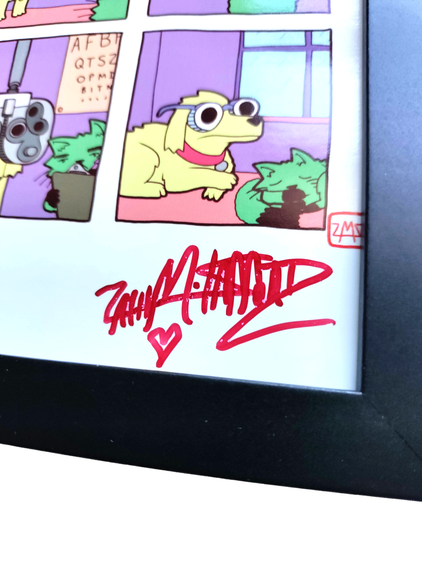 "Raining Cats and Dogs" 4x6 Signed Framed Print