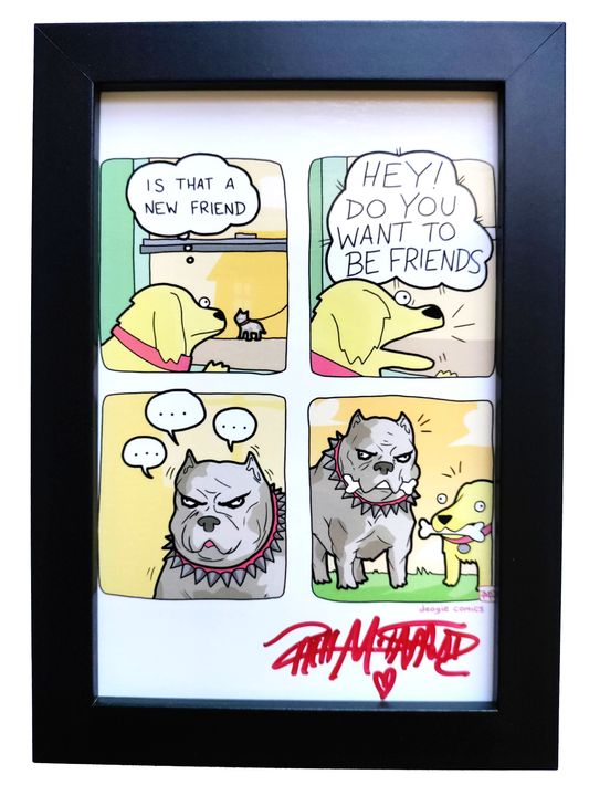 "New Friend" 4x6 Signed Framed Print