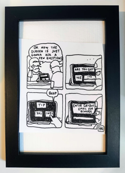 “A Few Questions” Unleaded Original Comic 4” x 6”