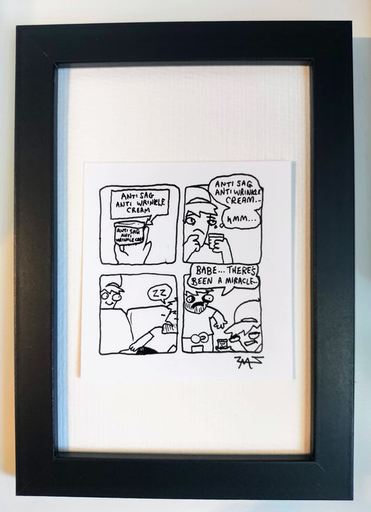 “Anti Wrinkle Cream” Unleaded Original Comic 4” x 6”
