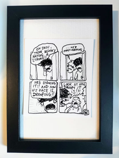 “Havin' a Stroke” Unleaded Original Comic 4” x 6”