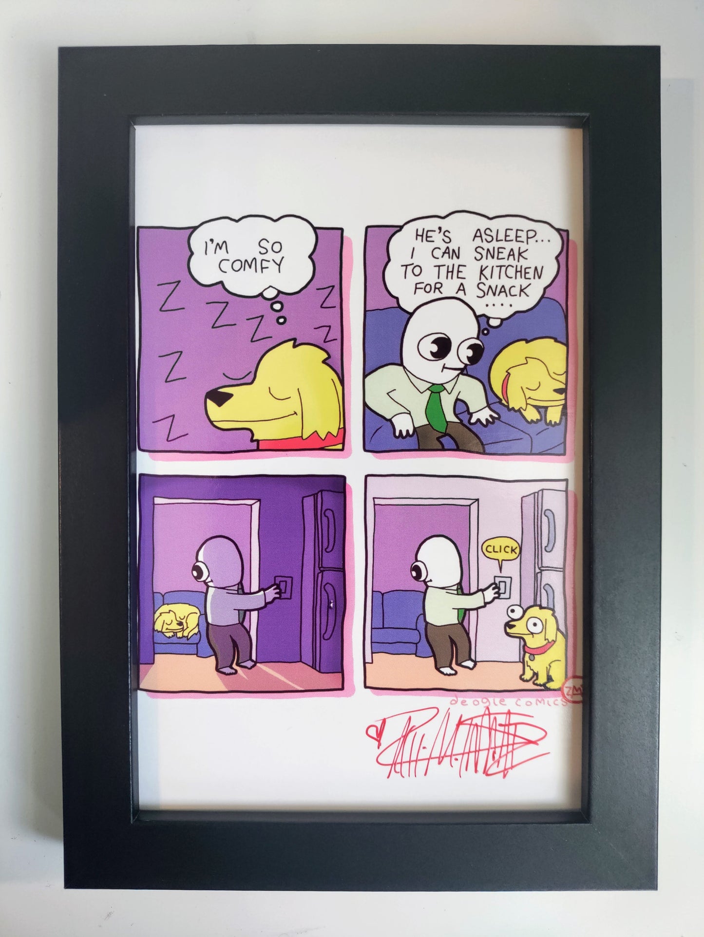 "I'm So Comfy" Signed Framed Print