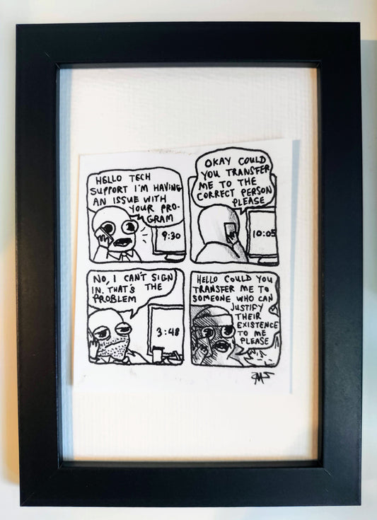 “Pervis Tech Support” Unleaded Original Comic 4” x 6”
