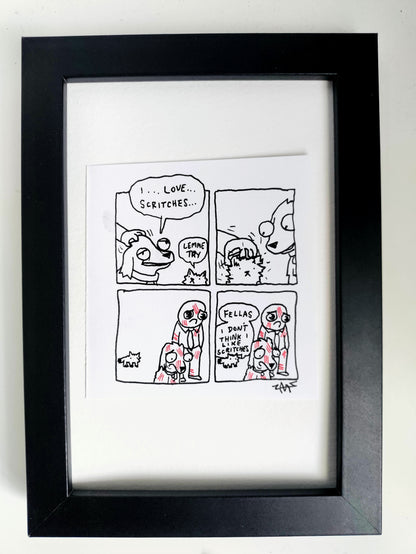 “Scritches Deogie” Unleaded Original Comic 4” x 6”