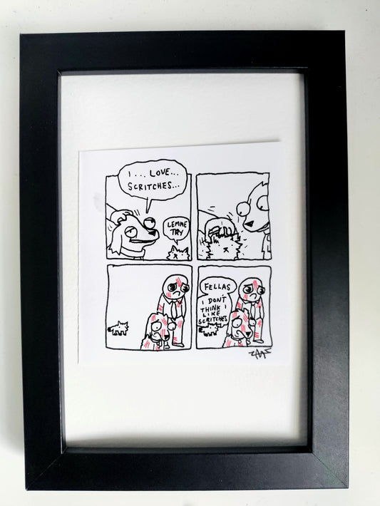 “Scritches Deogie” Unleaded Original Comic 4” x 6”