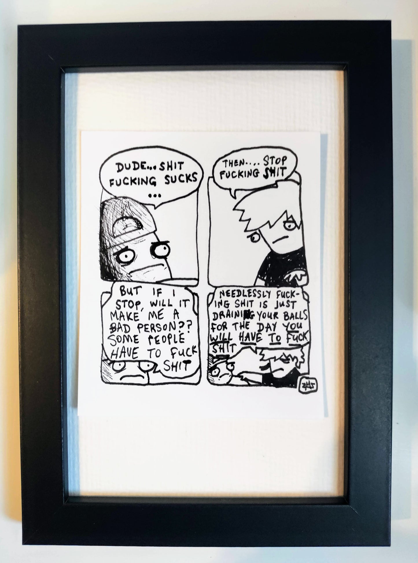 "Shit Sucks” Unleaded Original Comic 4” x 6 "