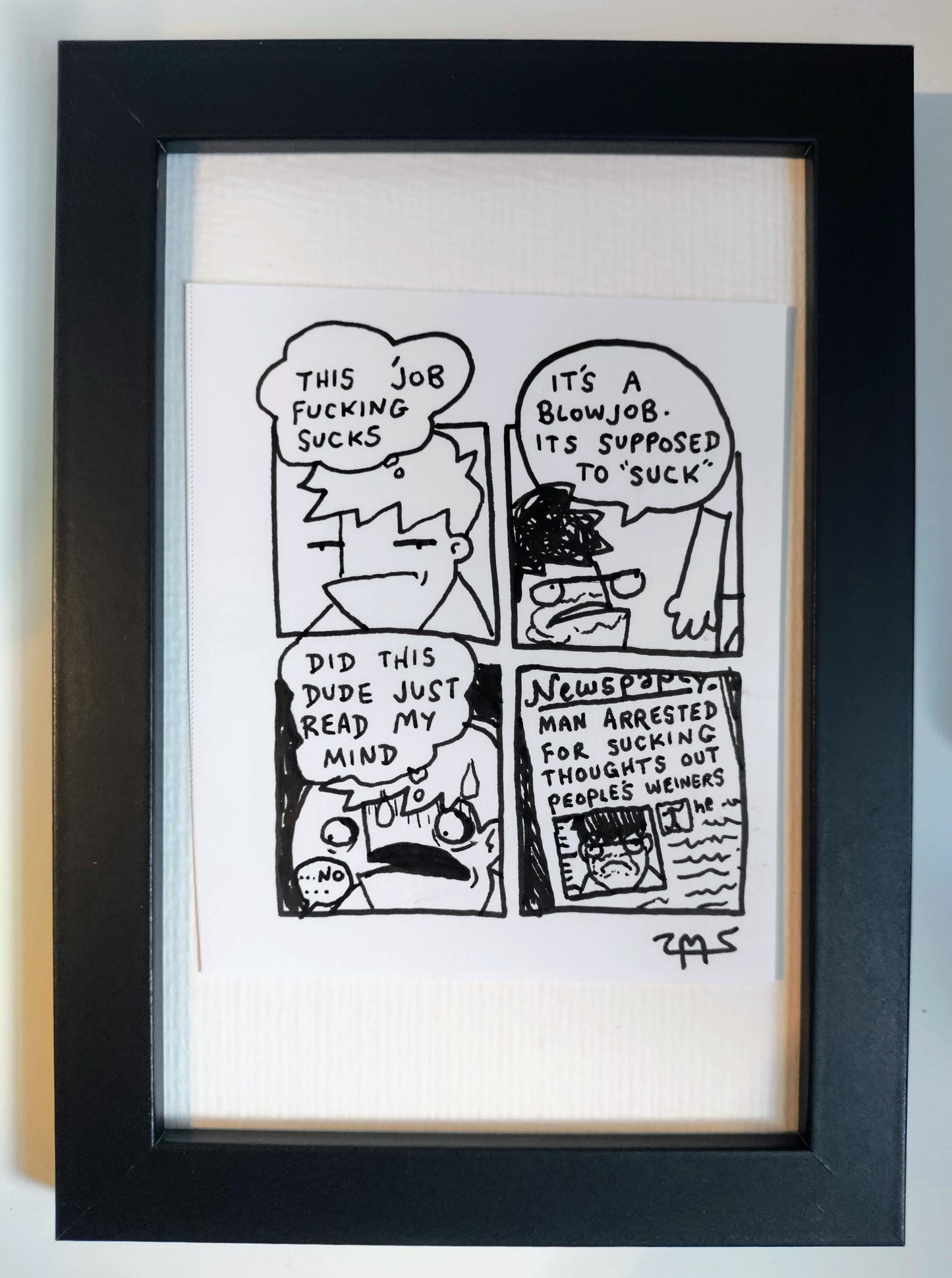 "Sucks” Unleaded Original Comic 4” x 6 "