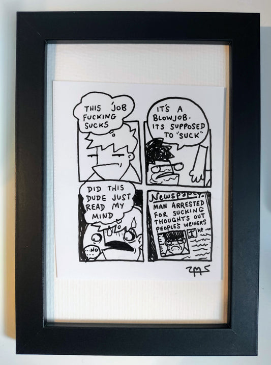 "Sucks” Unleaded Original Comic 4” x 6 "