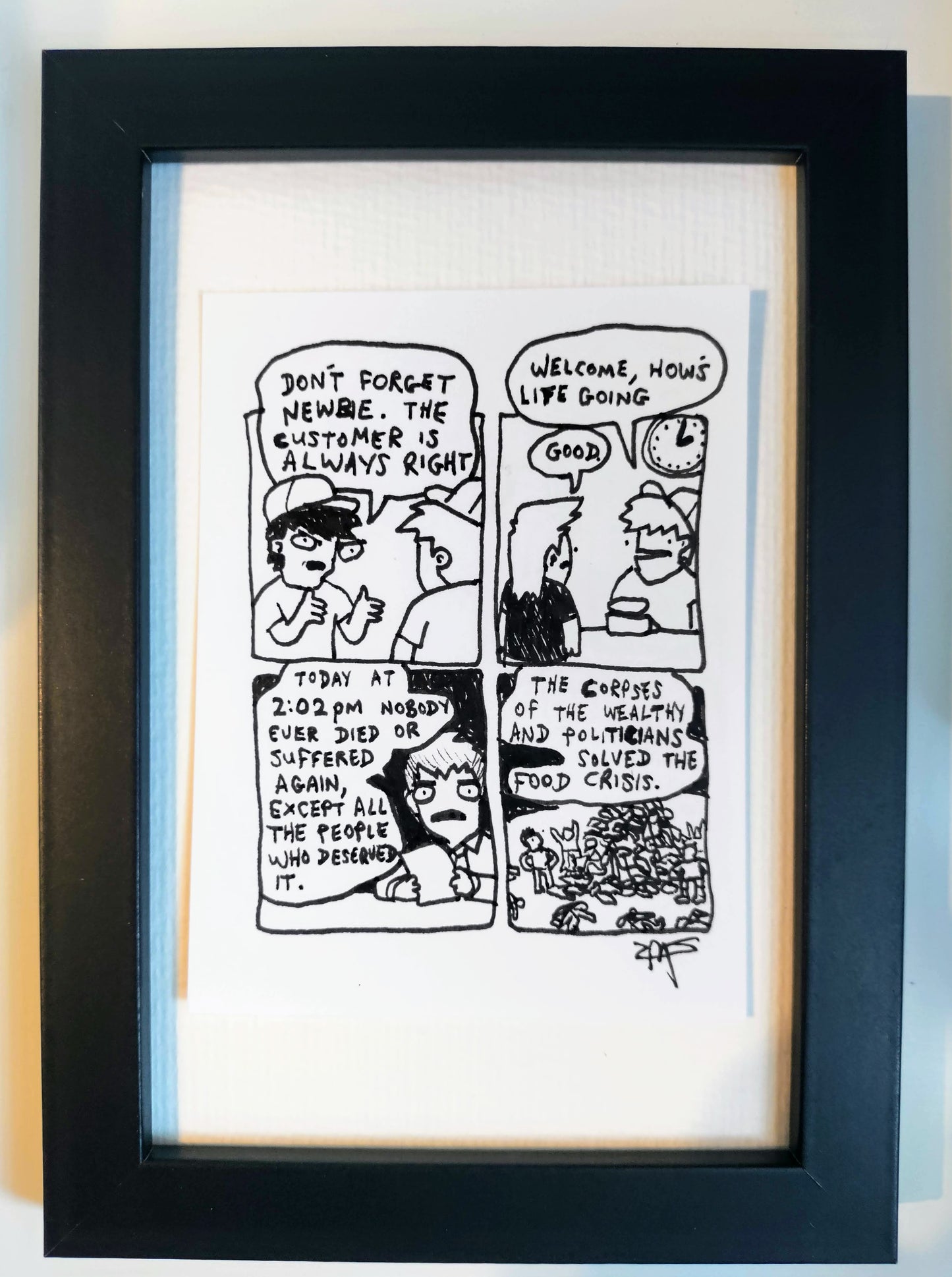 "The Customer” Unleaded Original Comic 4” x 6 "