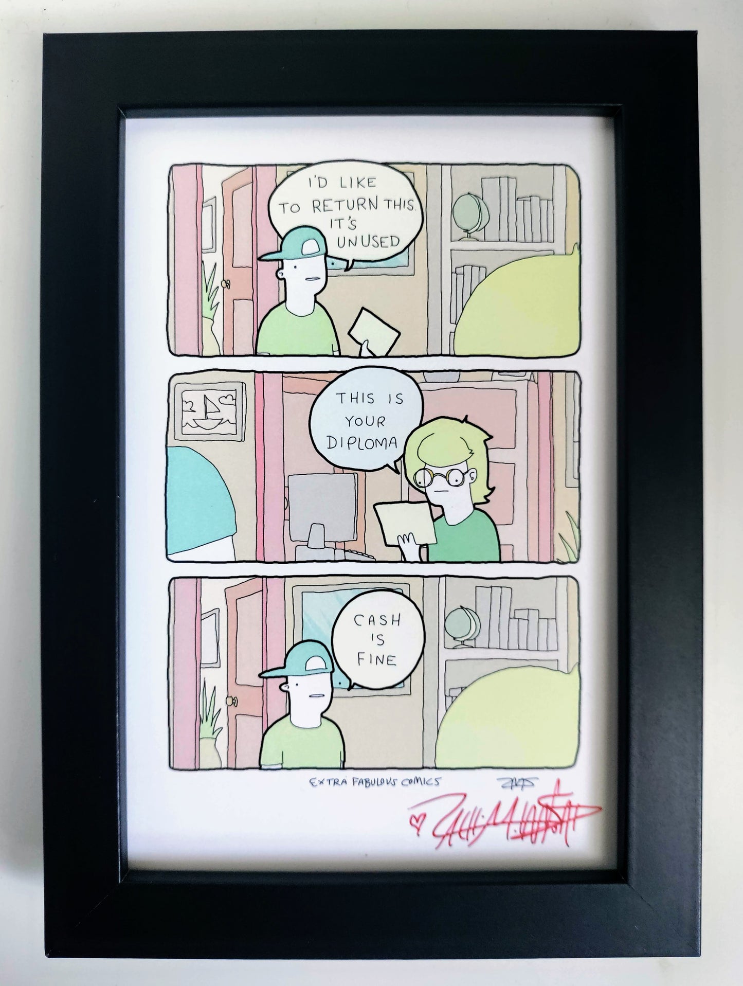 "Used Diploma" 4x6 Signed Framed Print