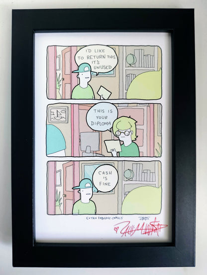 "Used Diploma" 4x6 Signed Framed Print